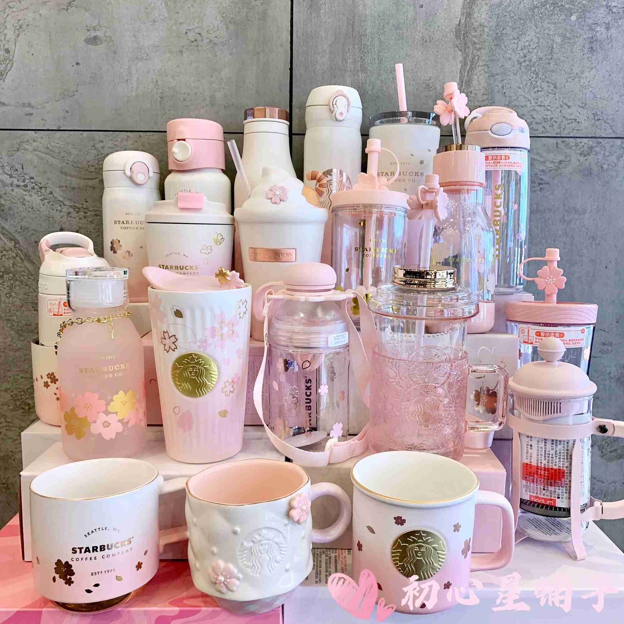 Starbucks cup 2021 cherry blossom season Pink Pearl cat's paw round cake bag kangdick insulated mark glass water cup-image-758787007