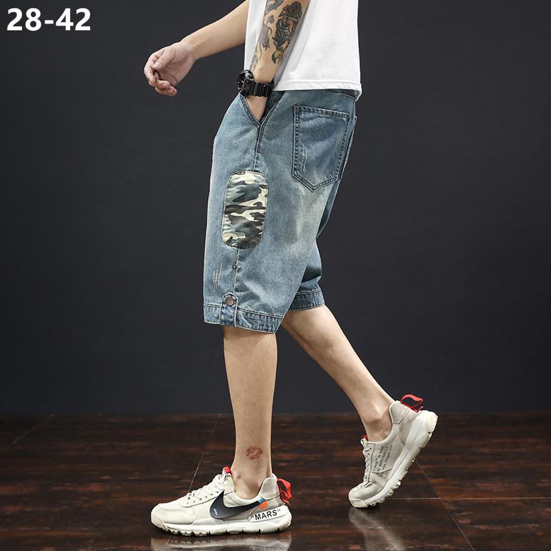 

Men's Jeans Boy Jean Shorts Casual Male Oversized 42 40 38 Man Summer Denim Straight Thin Cotton Homme Half TrousersMen's Men'sMen's, Denim shorts