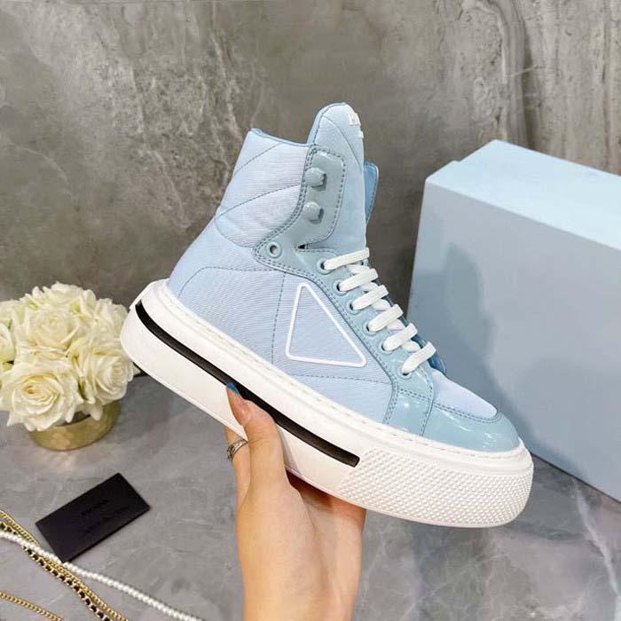 

Top quality Luxury Women Sneakers Designer Shoes wheels a nylon gabardine Fashion sneaker has Thick rubber sole Ariangular adorns the sides, #13