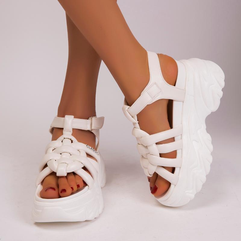 

Sandals Flats Platform Wedges High Heels Women 2022 Summer Classic Rome Shoes Slippers Slides Pumps Mujer ZapatosSandals, White