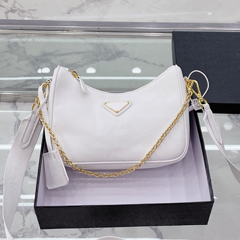 

Women Axillary Bag Three Piece Set Hobo Bag Crossbody Shoulder Bags Metal Zipper Mini Purse Removable Wide Strap Hardware Letters Chain High Quality Zero Wallet, Just a box