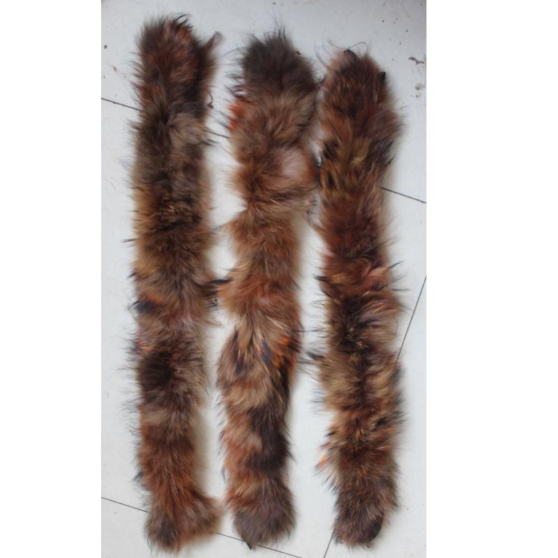 

Scarves Linhaoshengyue70cm Real Fur Raccoon Children Hood Collar High-Quality Fashion Coat Cap