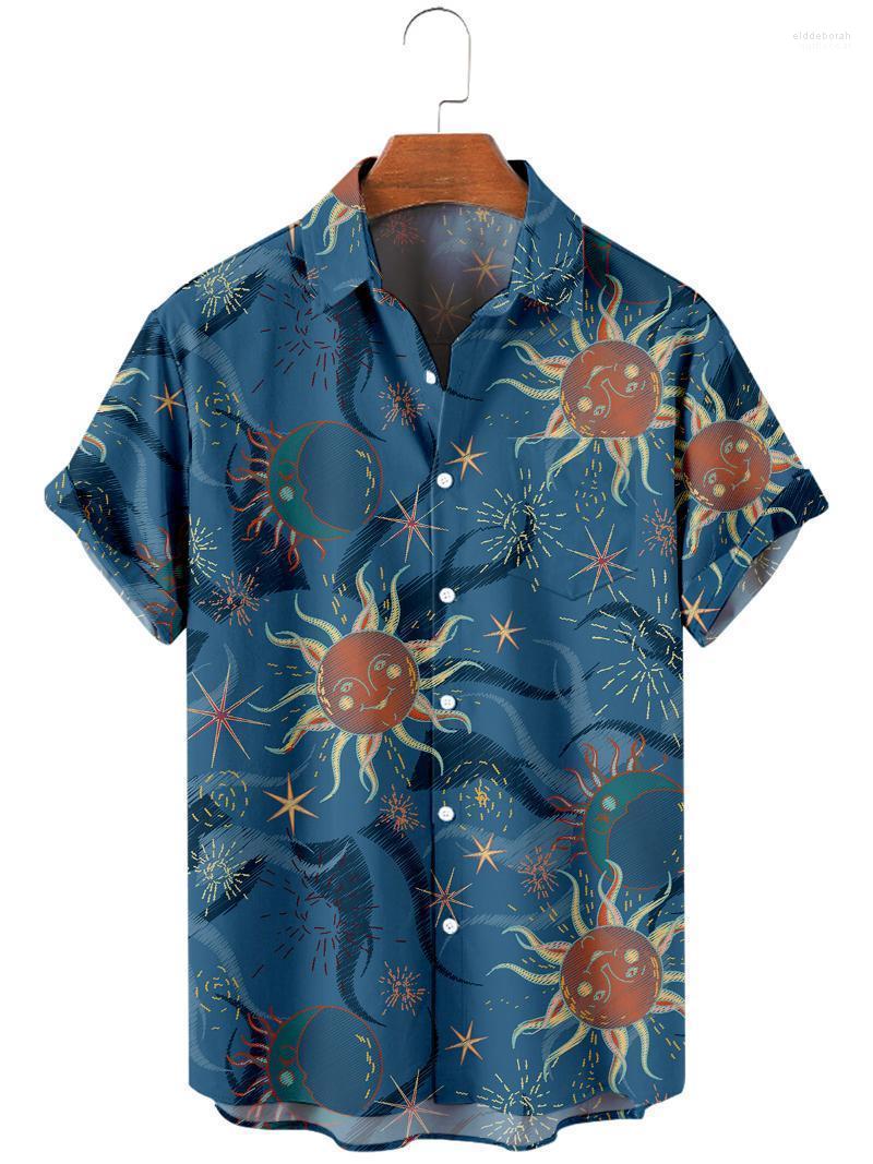 

Men's Casual Shirts Summer Men Short Sleeve Turn-down Collar Shirt Large Size Planet 3 3D Printed Teens Boys ShirtsMen's Eldd22