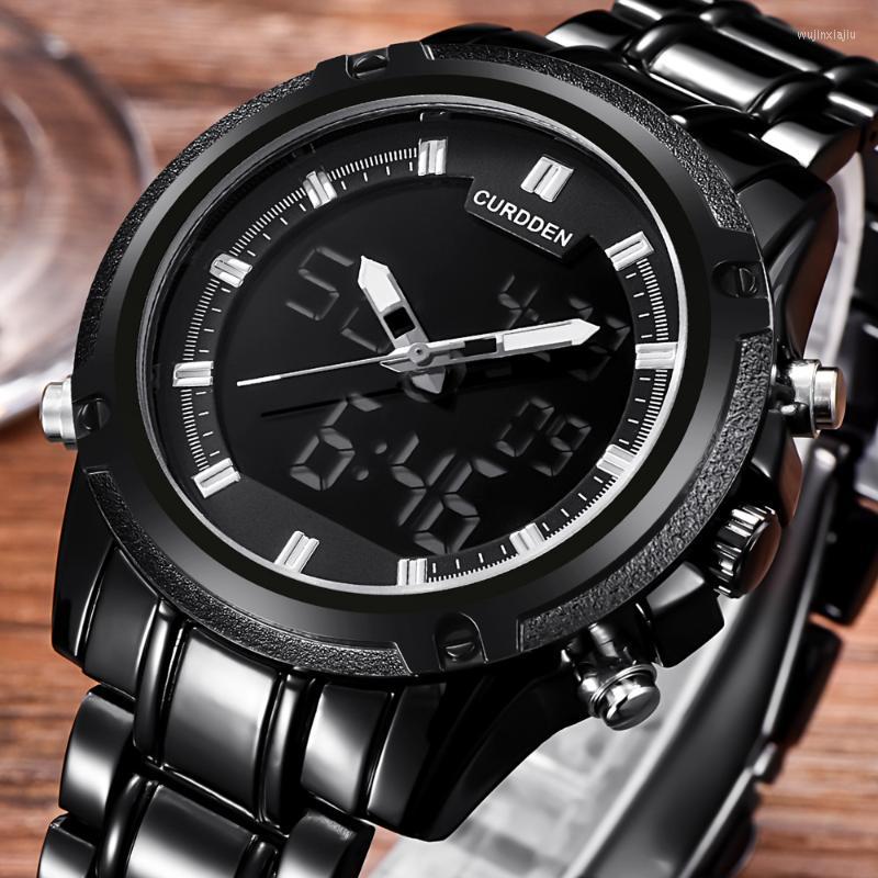 

Wristwatches Chronograph Watch Digital Men Full Steel Led Mens Japan Movt Waterproof Fashion Relogio Masculino WatchesWristwatches, Red word