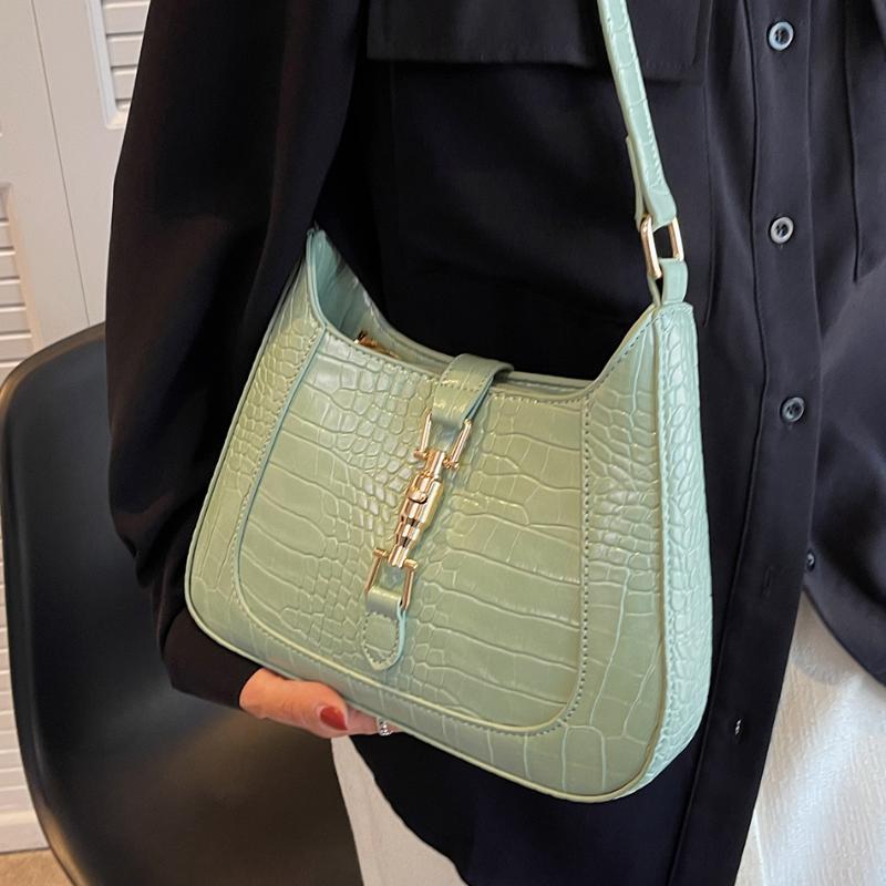

Evening Bags Crocodile Pattern Women Small PU Leather Underarm Bag Shoulder Crossbody 2022 Trend Ladies Purses And HandbagsEvening EvenEveni, Brown-48