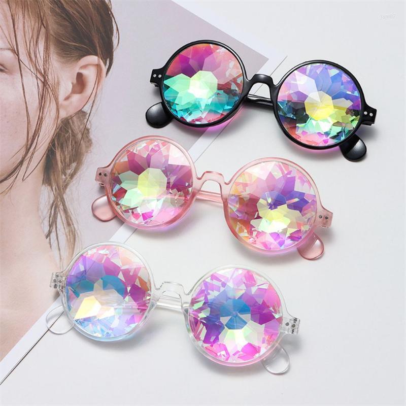 

Sunglasses Kaleidoscope Round Women Men Party Rave Rainbow Prism Diffracted Crystal Lens EDM Eyewear FemaleSunglassesSunglassesSunglasses