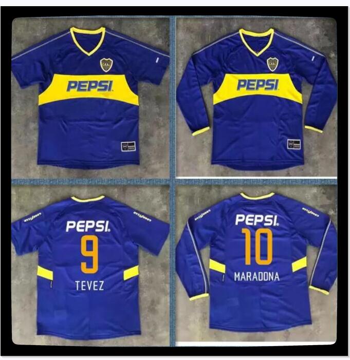

2003 2004 RETRO BOCA JUNIORS SOCCER JERSEY 03 04 FOOTBALL SHIRT home classic MARADONA TEVEZ Vintage CAGANA Camiseta de futbol long sleeve, Black