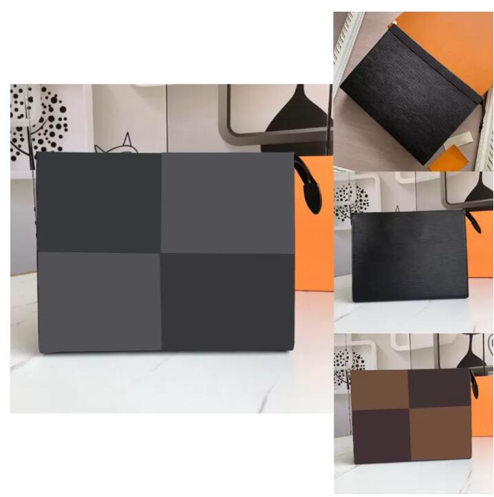 

2022 Women's Clutch Fashion Large Envelope Men's Leather Women's Striped Check Piece Brown Black Grey Handbag Toiletries Classic, Other