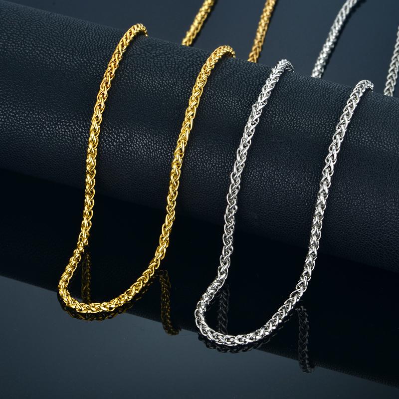 

Chains Mens Gold Chain Necklace For Men/Women Jewelry 20" 23" 26" Color Stainless Steel Rope Necklaces Male CollierChains