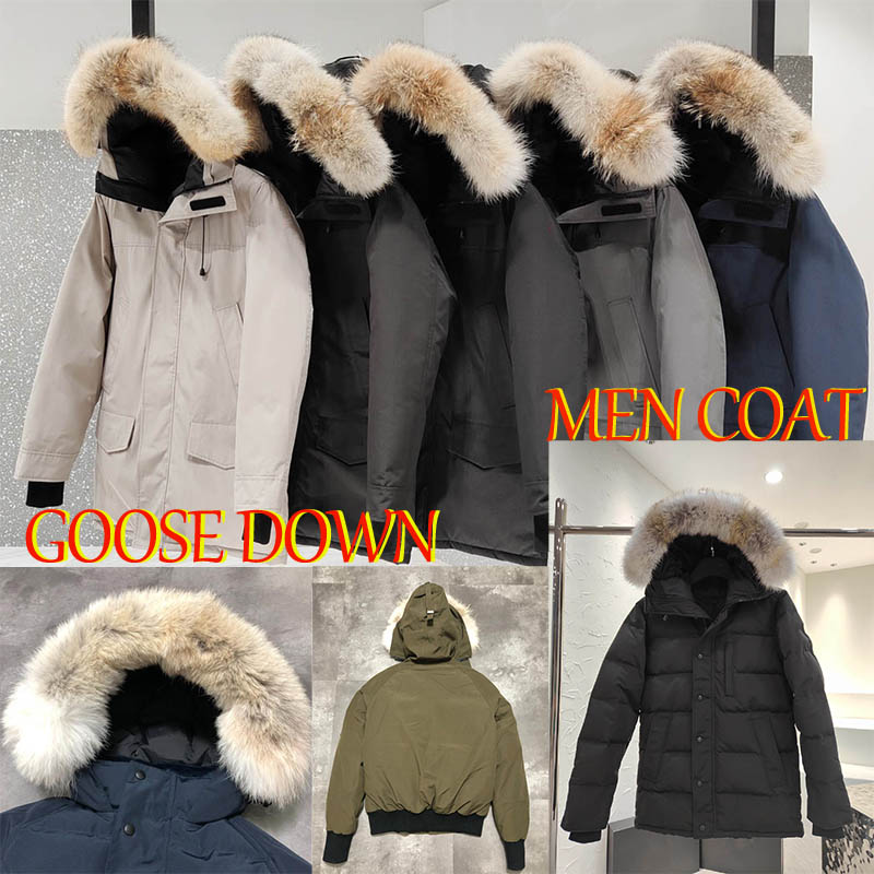 

Mens Outerwear Coats Winter outdoor leisure sports down jacket windproof parker long leather collar cap warm real wolf fur stylish classic adventure coat, Photo color