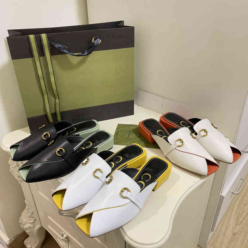 

Lazy Half Drag Female Spring and Summer Net Infrared Wear Fish Mouth Cool Low Heel Flat Bottom Color Matching Fashion Muller, Yellow
