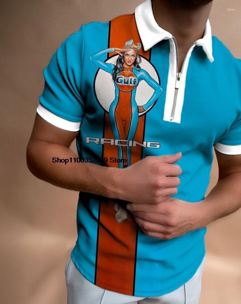

Men' Polos Summer Casual Men Two-tone Printed Short Sleeve Shirts Fashion Zipper Patchwork Turn-down Collar Loose Daily StreetwearMen, Ktk8g2127126