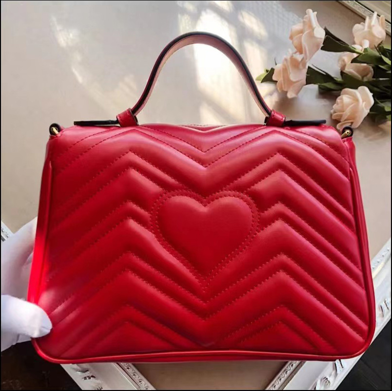 2022 Fashion Marmont Women Luxurys Designers Sacs Real Leather Handbags Chain Cosmetic Messenger Shopping Sac à banc de sacs à bandoulière Lady W