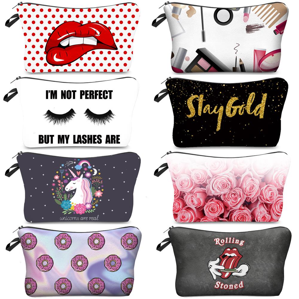 

Makeup Bag With Printing Pattern Cute Organizer Pouchs For Travel Bags Pouch Womens Cosmetic, Dark grey