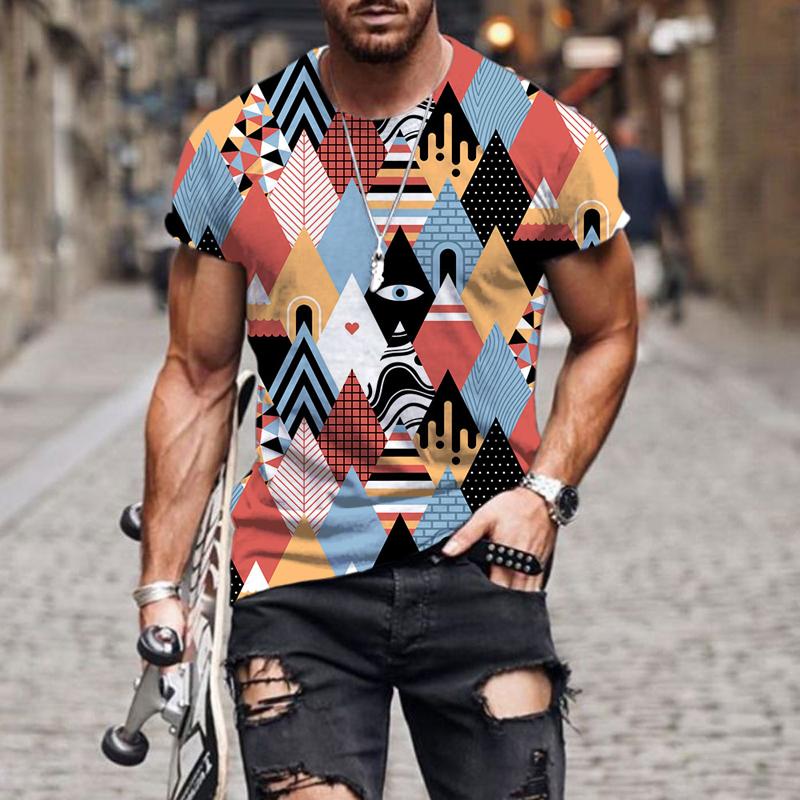 

Men' T-Shirts Summer Geometric Pattern Series 3D Print T-shirt For Men Fashion Casual Loose T Shirt Oversize Round Neck Tshirt Sport TopsMe