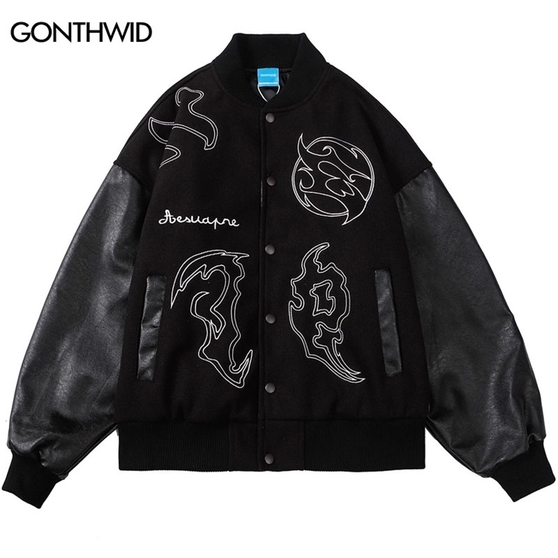 

Mens Patchwork Baseball Jackets Hip Hop Varsity Retro Embrodiery Bomber Coats Streetwear Harajuku Casual Varsity College Jacket 220815, Red