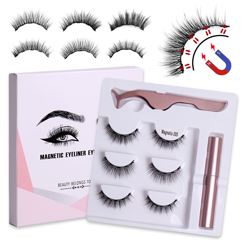

Thick Natural 3 Pairs Magnetic False Eyelashes Set Soft & Vivid Curly Crisscross Hand Made Reusable Multilayer Magnets Fake Lashes with Eyeliner Tweezer 5 Models DHL
