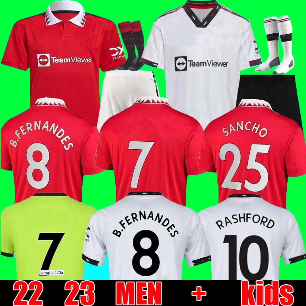 

21 22 23 SANCHO soccer jerseys Fans Player version BRUNO B.FERNANDES MANS UTDS RASHFORD football shirt 2022 2023 men kids kit sets Elanga, 22 23 home aldult player
