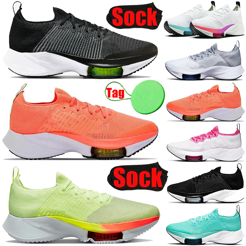 

With Sock Tag Zoom Tempo NEXT% fly knit running shoes pegasus for mens womens zoomx type Pure Platinum Barely Volt men trainers sports sneakers runners wholesale, #7 white and black 40-45