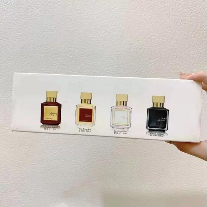 

Festival gift Perfume Set Rouge 540 cologne aqua Rose oud 4pcs 30ml kit Long Smell Extrait De Parfum Spray 4 in 1 with box fast delivery