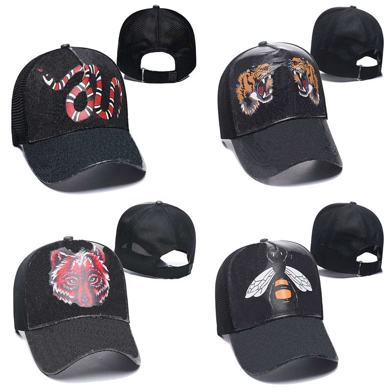 

Designer Mens Baseball Caps woman Brand Tiger Head Hats bee snake leopard Embroidered bone Men Women casquette Sun Hat gorras Sports, Black tiger