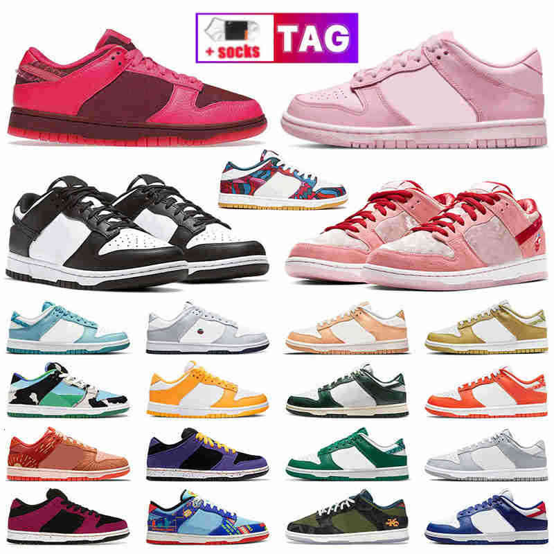 

Top quality mens womens dunks lows casual shoes big size 12 13 new turbo green strange love panda pink pigeon valentines day team red dunky, D34 36-47 staple panda pigeon