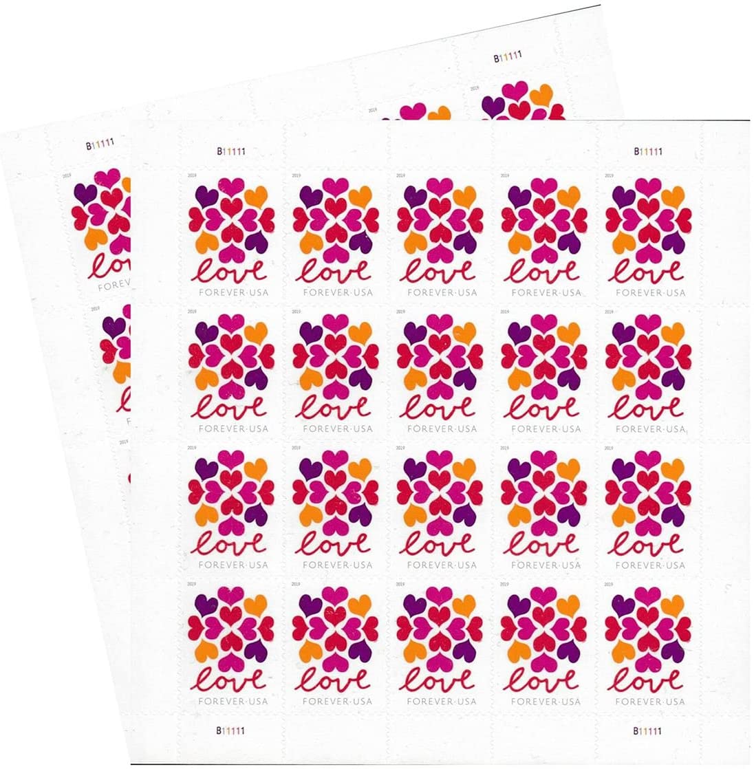 Forever USA New Sealed Roll Coil Love Thank you Love Hearts Blossom mystery message Arts and Crafts letter Series postage mailing label-image-762606364