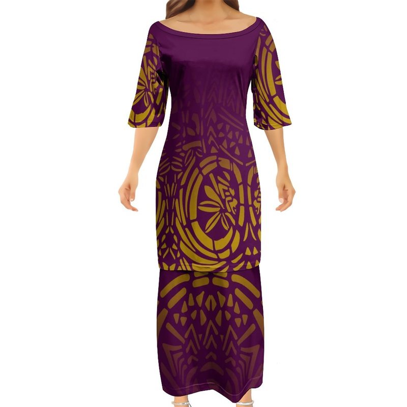 

Fashion Charming Women Elegant Club Bodycon Dresses Samoan Puletasi Polynesian Design Dress 2 Set 220706, Lmf22116398