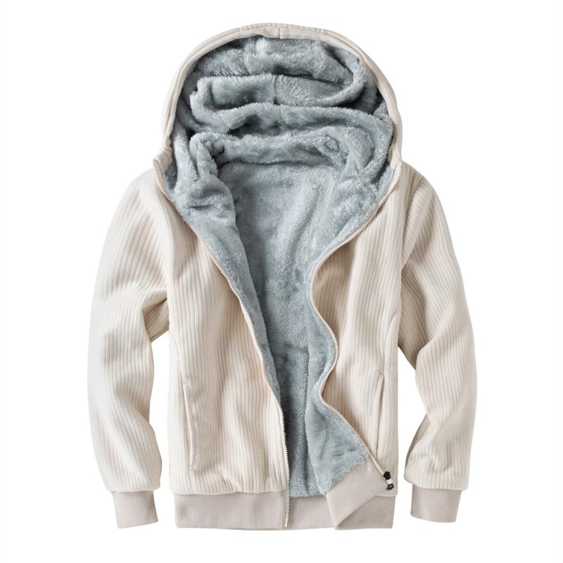 

Men's Jackets Winter Coat Jacket Solid Color Long-Sleeved Coats Zippered Hooded Plus Fleece And Corduroy, Black;brown