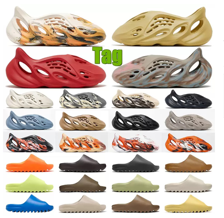 

with box men women Slides Resin Foam Runner Sandals slipper MXT Moon Gray Clay Mineral Blue Earth Brown clog triple black Foam Runners west slippers 07013, 19