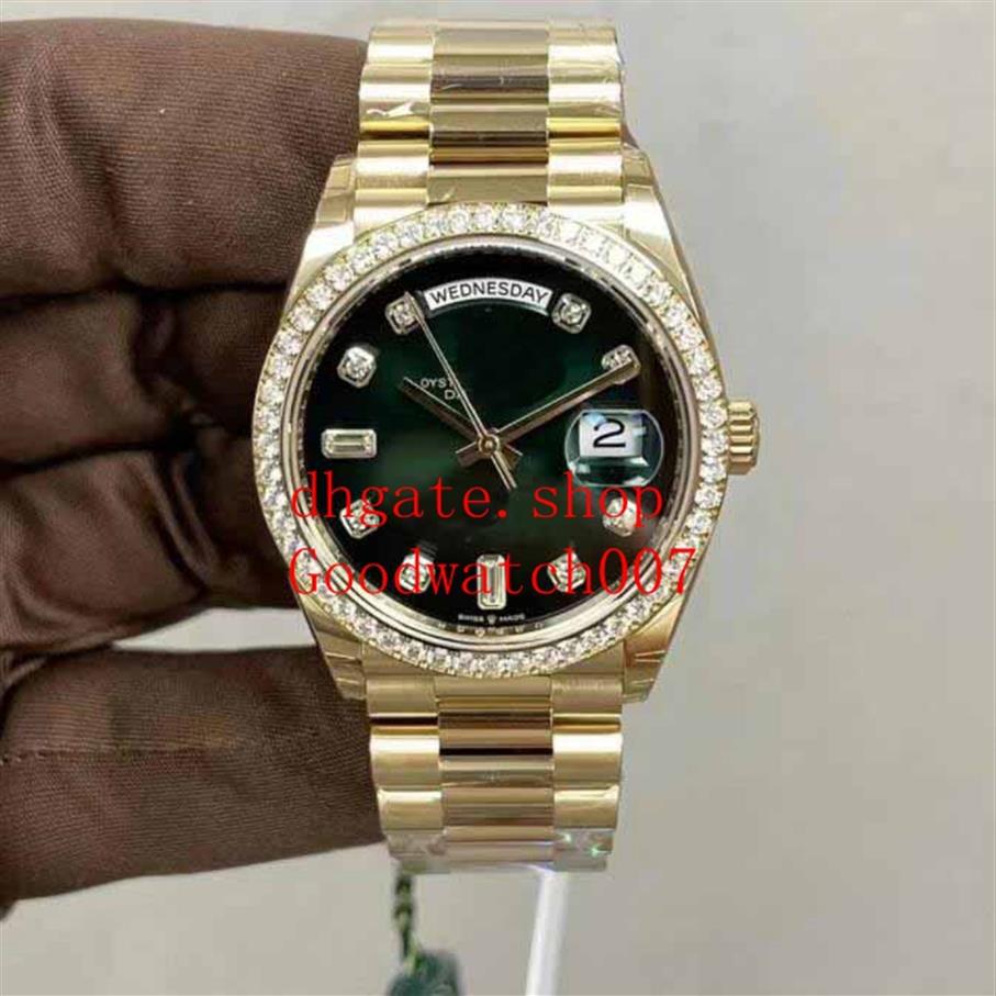 

Women Fashion Wristwatches Datejust 128348RBR 128348 Day-Date 36 Green Dial Diamond Index Bezel Women's Mechanical Automatic 294R