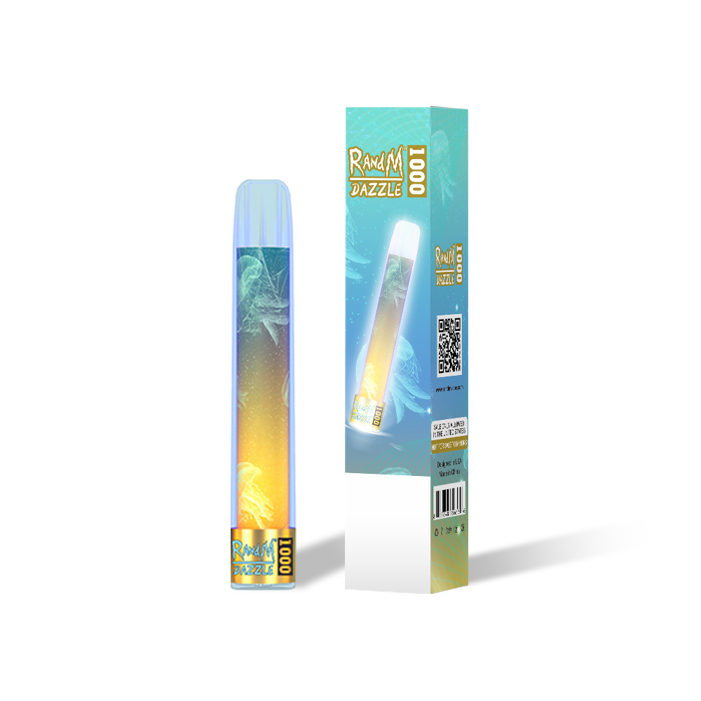 

RandM dazzle 1000 puffs TPD ceritficiate Disposable vape pen cigarette RGB Light pod hot in mark seal mesh coil 2ml