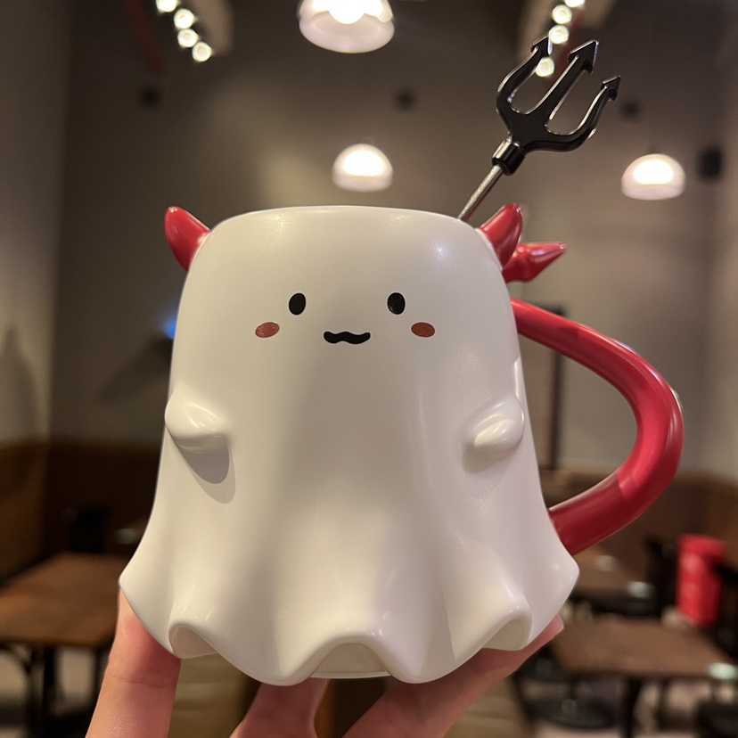 Starbucks 2021 Halloween new limited little music devil Cat Pumpkin bowl change imp elf Mug-image-759535240