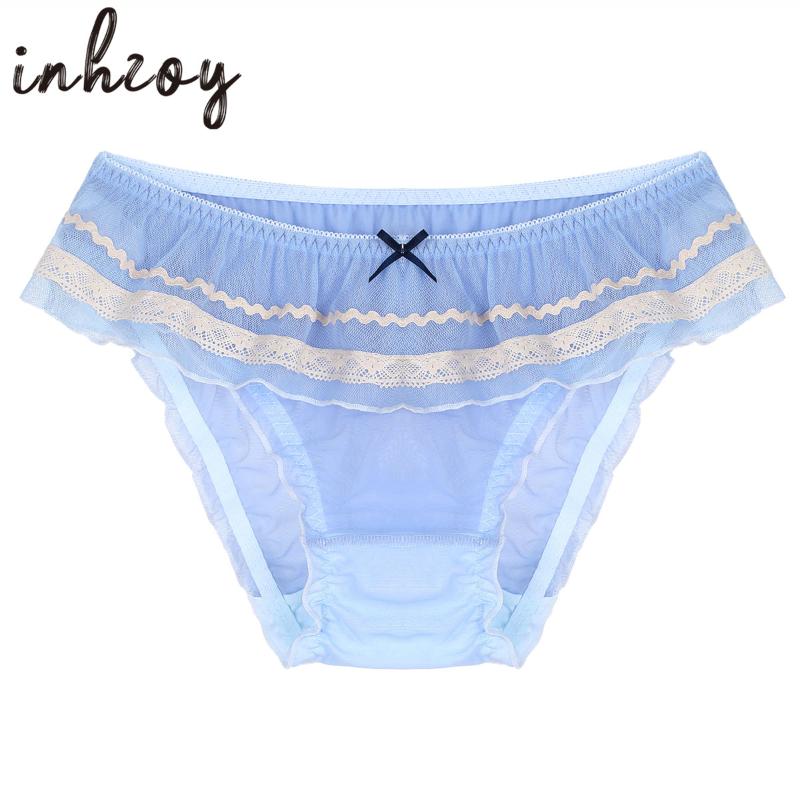 

Underpants Sexy Gay Mens Briefs Panties Cute Frilly Lace Sissy Lingerie Soft Bikini G-strings Underwear Crossdress Cosplay, Black;white