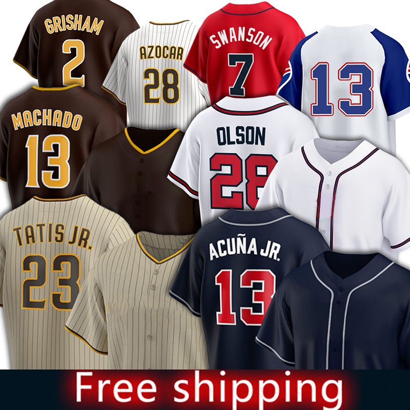 

13 Ronald Acuna Jr. Braves Baseball Jerseys 23 Fernando Tatis Jr. Matt Olson Manny Machado Dansby Swanson Austin Riley Trent Grisham Robinson Cano William Contreras, Men