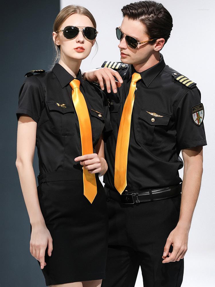 

Men' Dress Shirts Standard Navy Short Sleeves Uniform White Military Clothes Spring Summer Men American Formal Attire Shirt SuitsMen' Vere, Black