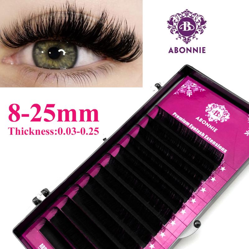 

False Eyelashes Abonnie Individual Extensions Supplies Synthetic Eyelash Cilios 12rows All Size 8-17mmFalse