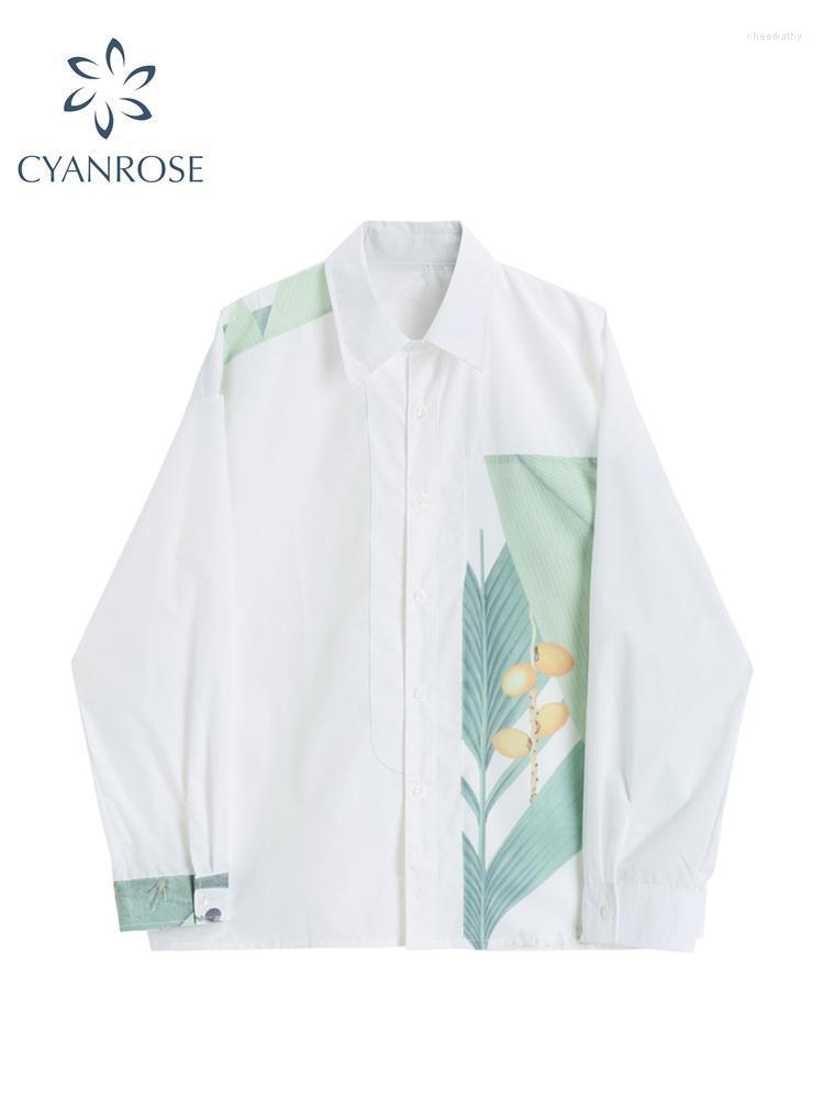 

Women' Blouses & Shirts Women' Shirt 2022 Autumn Fashion Turn-down Collar White Print Button Up Casual Loose Tops Blusas FemininaWomen, Picture color