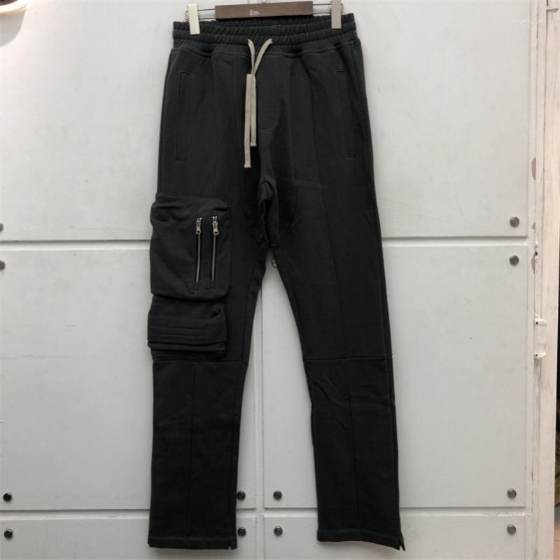 

Men's Pants Zipper Multi Pocket Sports Joggers Men Women High Quality Drawstring Terry Cotton Sweatpants Outdoor TrousersMen's Heat22, Black