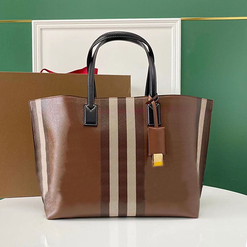 

Checkered Tote Bag Large Capacity Pocket Genuine Leather Interior Zip Pocket Fashion Letters Top Quality Handbags Shoulder Bags