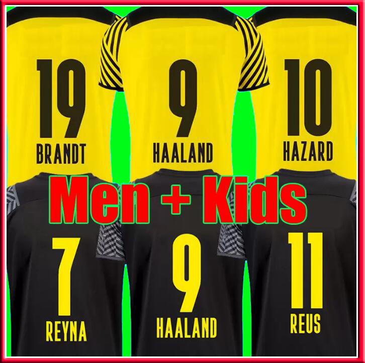 

HAALAND Dortmund soccer jerseys 21 22 2021 2022 soccer football shirt REUS NEONGELB BELLINGHAM HUMMELS BRANDT YEYNA men + kids kit maillot de foot 9999, Away