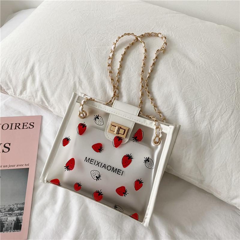 

Evening Bags Strawberry Jelly Bag Women's 2022 Fashion Transparent Mother Chain Shoulder Underarm Female Child BagEvening, Matte black
