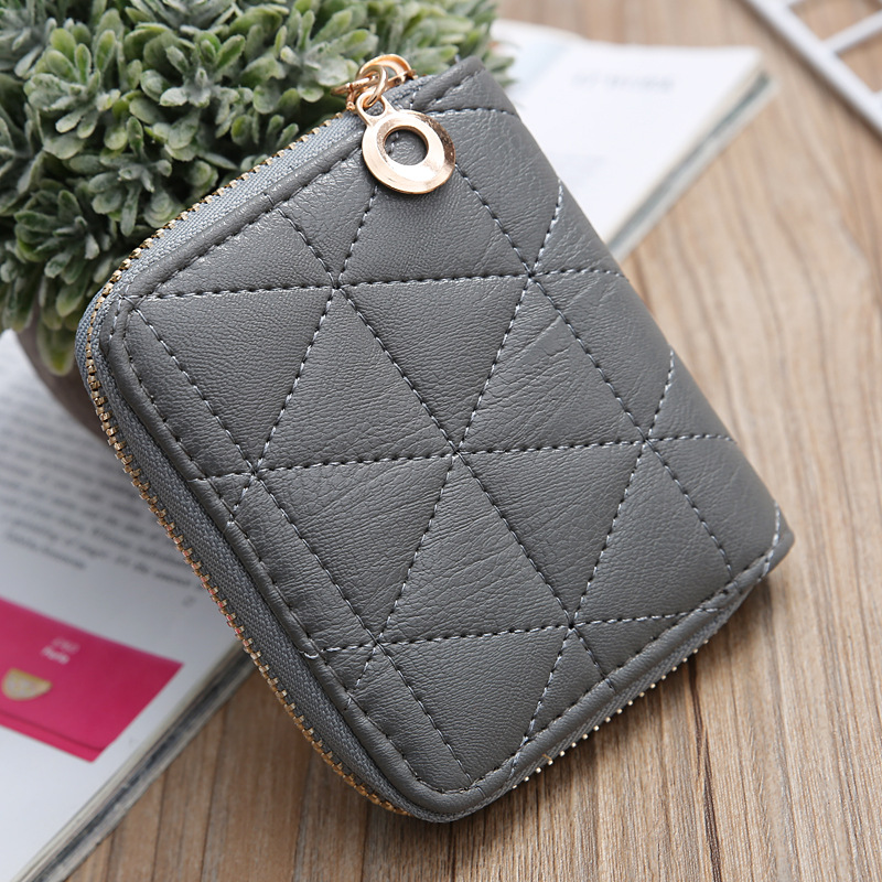 

3pcs Wallets Women PU Grid Geometric Small Short Credit Card Holder Mix Color, Wine red