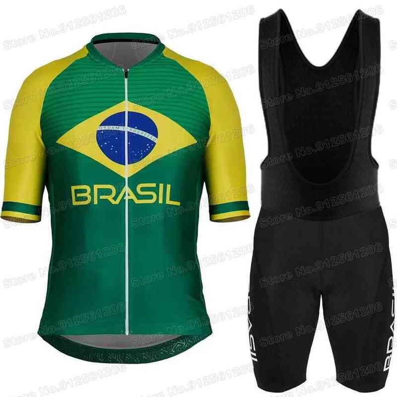 

Brazil cycling Jersey Green Yellow Set Cycling Clothing Men Road Bike Shirt Suit Bicycle Bib Shorts Brasil Roupa Camisa Ciclismo