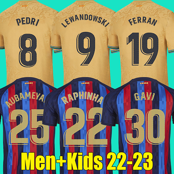 

Camisetas de football LEWANDOWSKI PEDRI ADAMA AUBA soccer jersey FERRAN 22 23 ANSU FATI 2022 2023 GAVI RAPHINHA barcelona DEST kit shirt men kids sets barca, Home