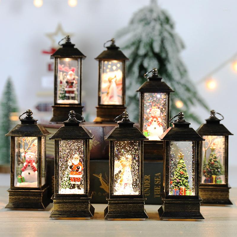 

Christmas Decorations Hanging Lantern With Flickering LED Lanterns Night Light Lanterne Decoration Glittering Simulation Snow Globe