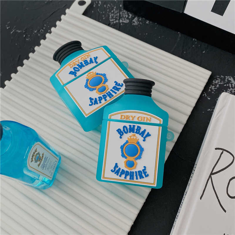 

Creativity Bombay Sapphire Liquor Silicone Case for AirPods 1 2 Pro Cases Wireless Headphone Box Protective Cover