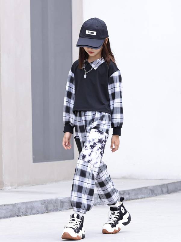 

Girls 2 In 1 Plaid Sweatshirt With Pants SHE, Multicolor