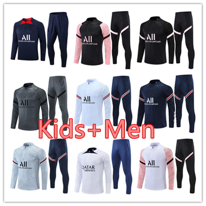 

2022 2023 soccer tracksuit psgs jacket futbol Men Long sleeves Survetement sets Hommes Men football training suit set half zipper jackets top, 18