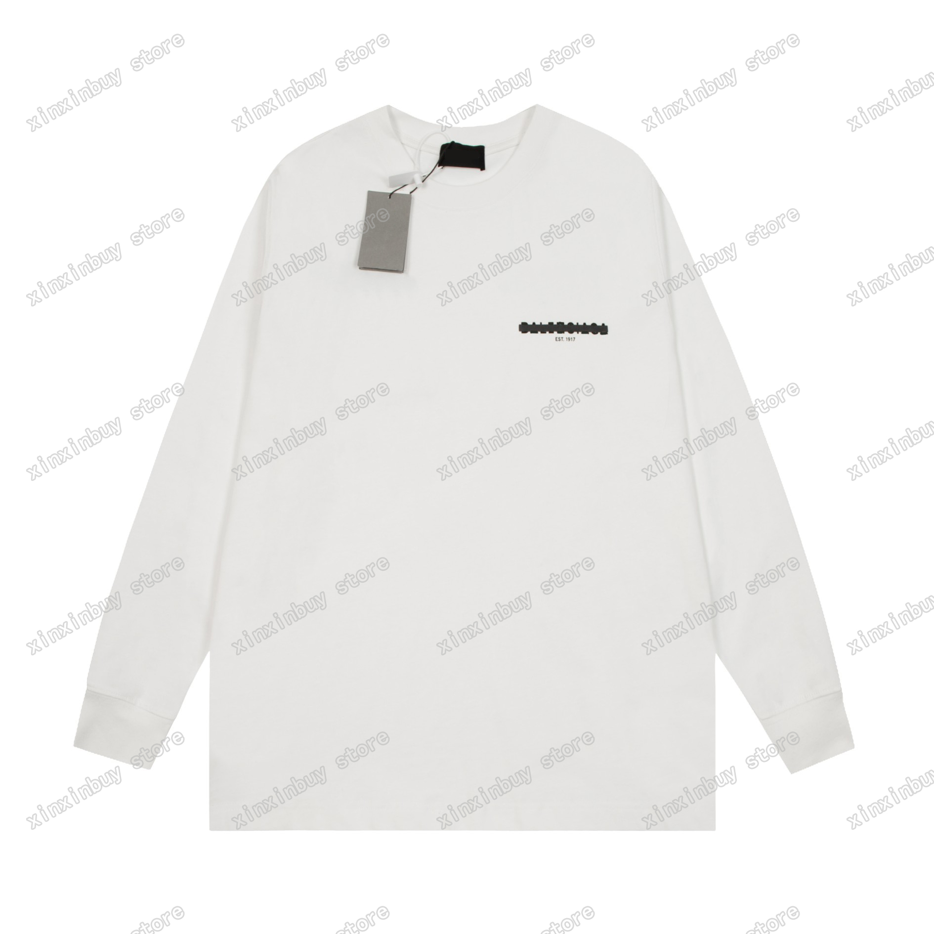 

xinxinbuy Men Designers t shirts tee long sleeve Paris 1917 DESTROYED tie dye Crew Neck Streetwear white black oversize XS-L